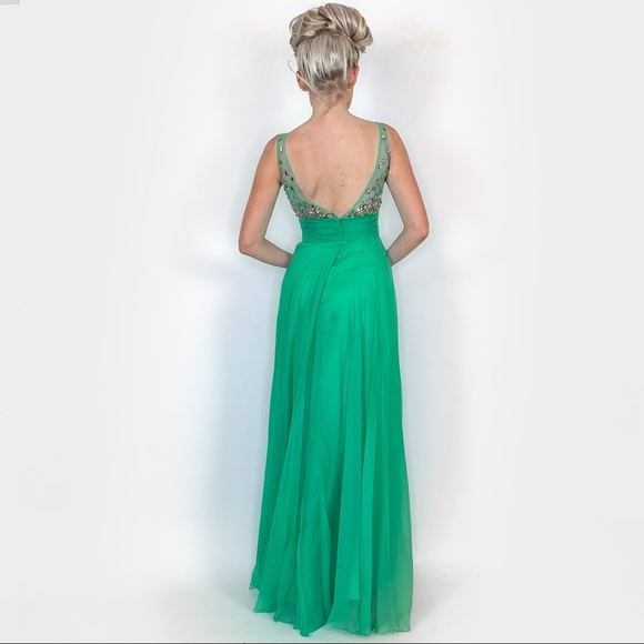 Jade Green Long Prom Dress - Picture 4 of 8